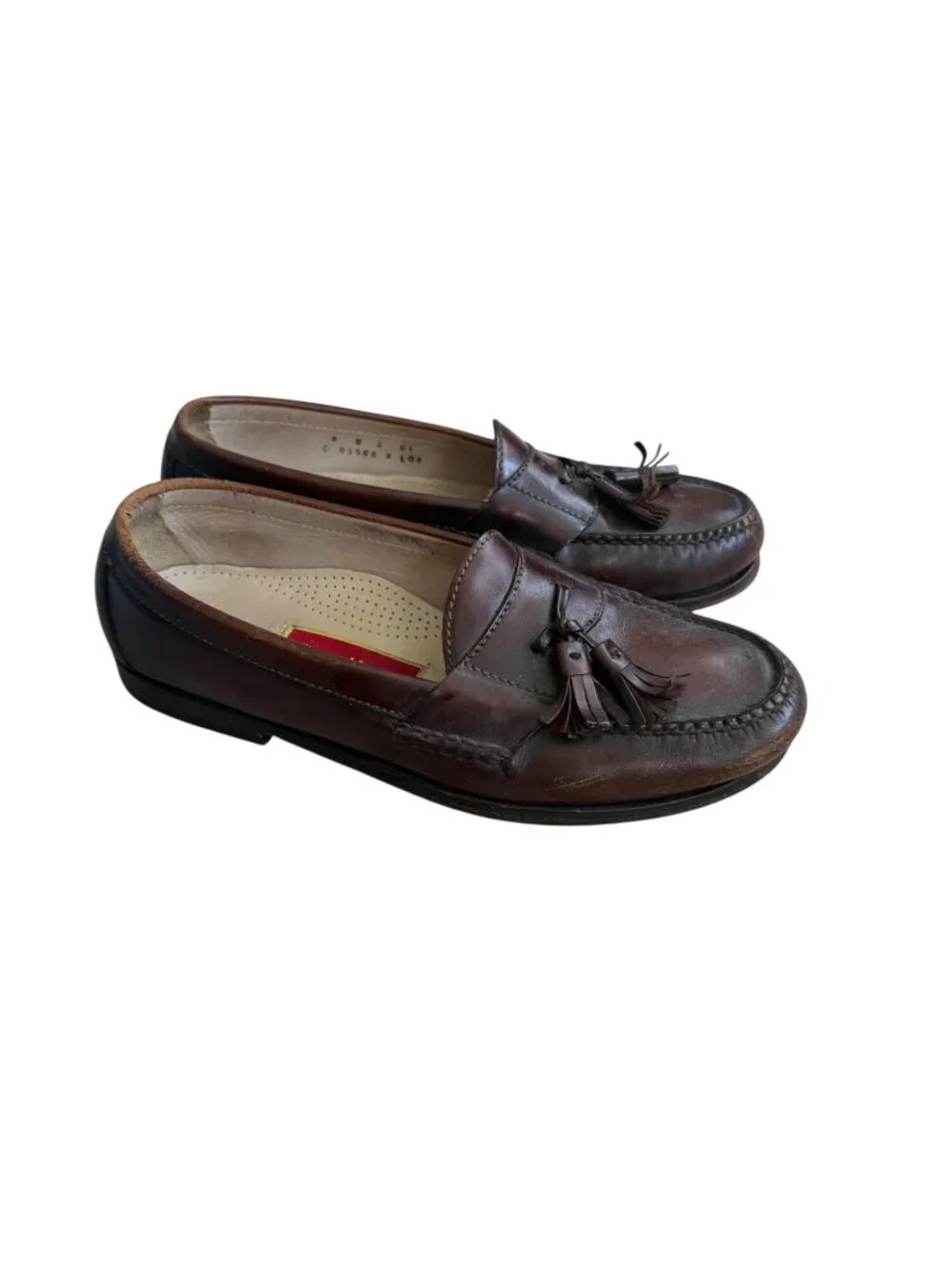 COLE HAAN City Men’s Vintage Brown Burgundy Leather Tassle Loafers Dress Shoes S